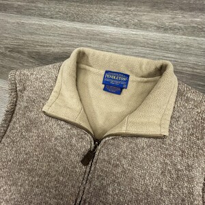 Pendleton Pullover Weste Herren Große Beige Shetland Wolle Full Zip Fleece gefüttert Bild 5