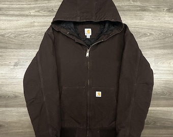 Jaqueta Carhartt Masculina Tamanho XL Marrom Lavada em Lona de Algodão Macio para Atividades Físicas e Trabalho 104050-DKB