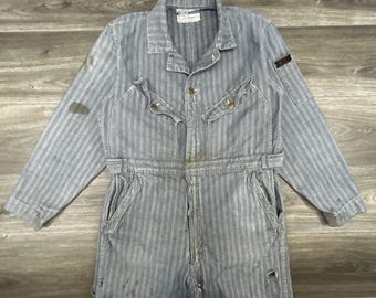 Prawdziwy vintage'owy kombinezon Big Smith z lat 50., męski, 40, z jodełki hikorowej, sanforyzowany, USA