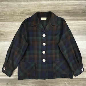 Vintage Pendleton Jacket Womens Medium Plaid Wool Button Front Pockets Flannel image 1