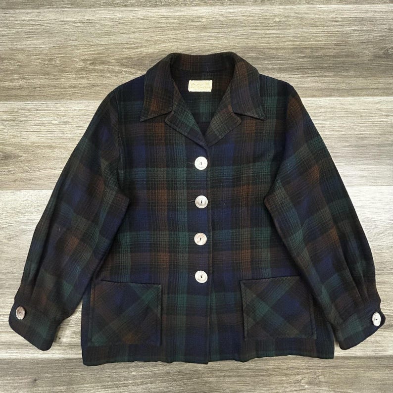 Vintage Pendleton Jacket Womens Medium Plaid Wool Button Front Pockets Flannel image 1