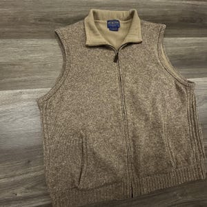 Pendleton Pullover Weste Herren Große Beige Shetland Wolle Full Zip Fleece gefüttert Bild 3