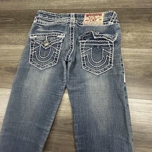 True Religion Jeans Womens 28x31 Joey Super T Low Rise Bootcut Straight Made USA image 5