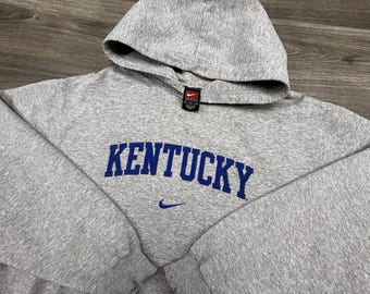 Sudadera con capucha Nike vintage de los Kentucky Wildcats para hombre, talla grande, con logo central de la Universidad de Kentucky, baloncesto de los años 90.
