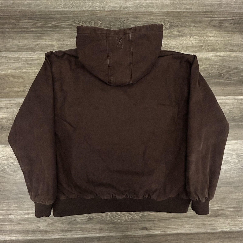 Browning Workwear Jacket Mens XL Brown Hooded Canvas Mocha Quilted 90s image 2