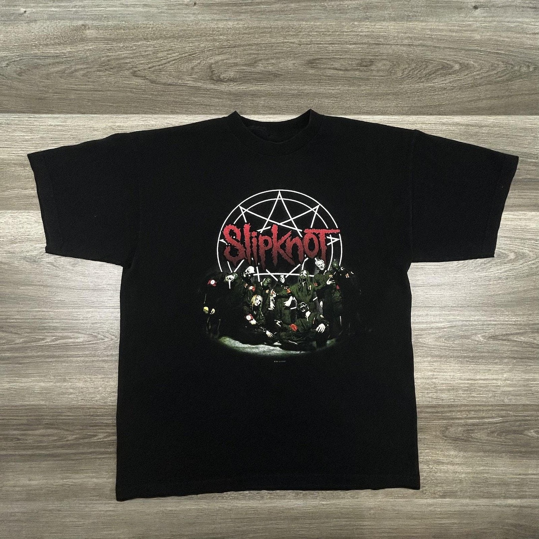 Vintage Slipknot Shirt Mens XL Black 2001 Pentagram IOWA Double