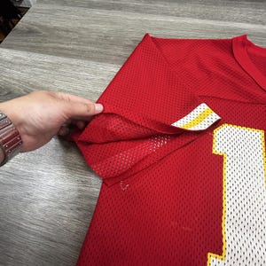 Vintage Logo 7 Football Jersey Mens Large Red Kansas City Chiefs Made USA 90s image 3