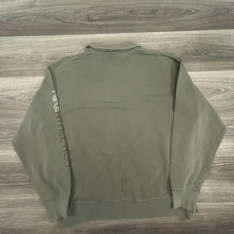 Vintage Nike Sweatshirt Mens 2XL Green 1/4 Zip Pullover Distressed Mock Neck Y2K image 2