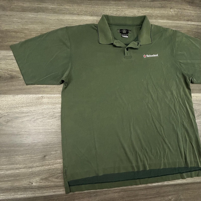 Vintage Nike Golf Polo Shirt Mens Large Green Heineken Dri-FIT Beer Logo 90s image 4