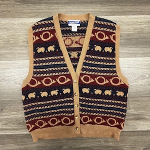 Vintage Pendleton Sweater Vest Womens Petite Large V Neck Wool Sheep Knit USA image 1
