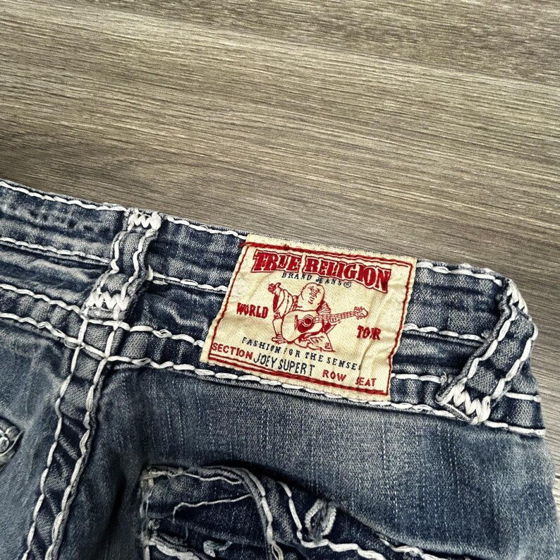 True Religion Jeans Womens 28x31 Joey Super T Low Rise Bootcut Straight Made USA image 10