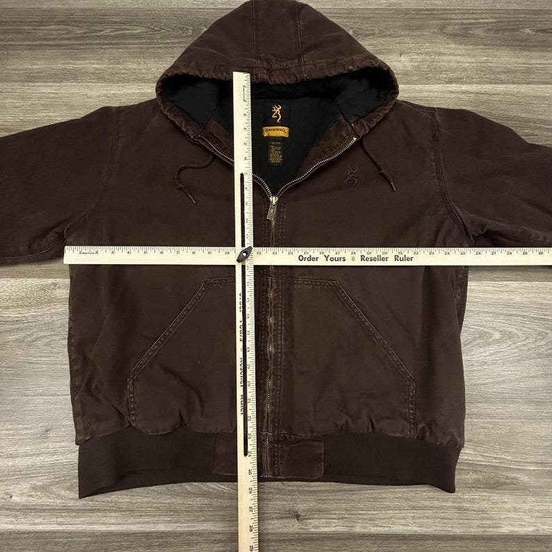 Browning Workwear Jacket Mens XL Brown Hooded Canvas Mocha Quilted 90s image 9