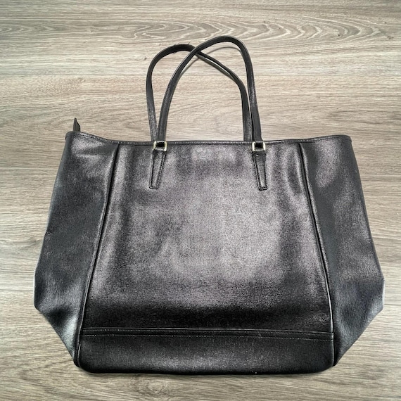 Vintage Coach Tote Bag Womens Large Black Leather Zip… - Gem