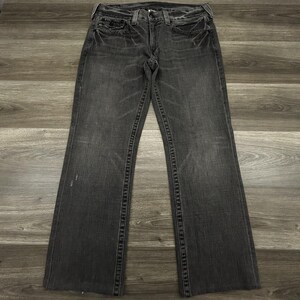 Vintage True Religion Ricky Jeans heren 36 x 32 grijs ontspannen bootcut houtskool VS afbeelding 2