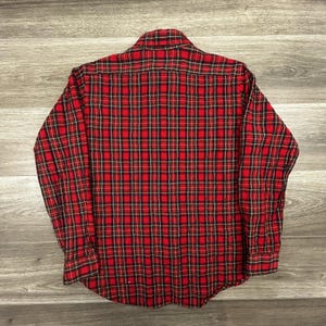 Vintage 60s Pendleton Flannel Lodge Shirt Mens Medium Red Plaid Wool Button USA image 2