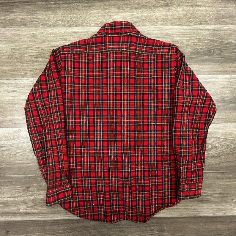 Vintage 60s Pendleton Flannel Lodge Shirt Mens Medium Red Plaid Wool Button USA image 2