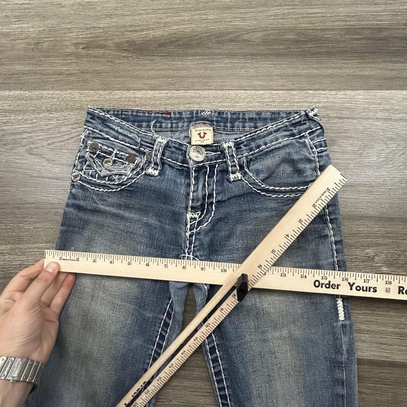True Religion Jeans Womens 28x31 Joey Super T Low Rise Bootcut Straight Made USA image 12