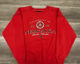 Vintage Nebraska Cornhuskers Sweatshirt Großes rotes Sweatshirt Herren Football Glocke