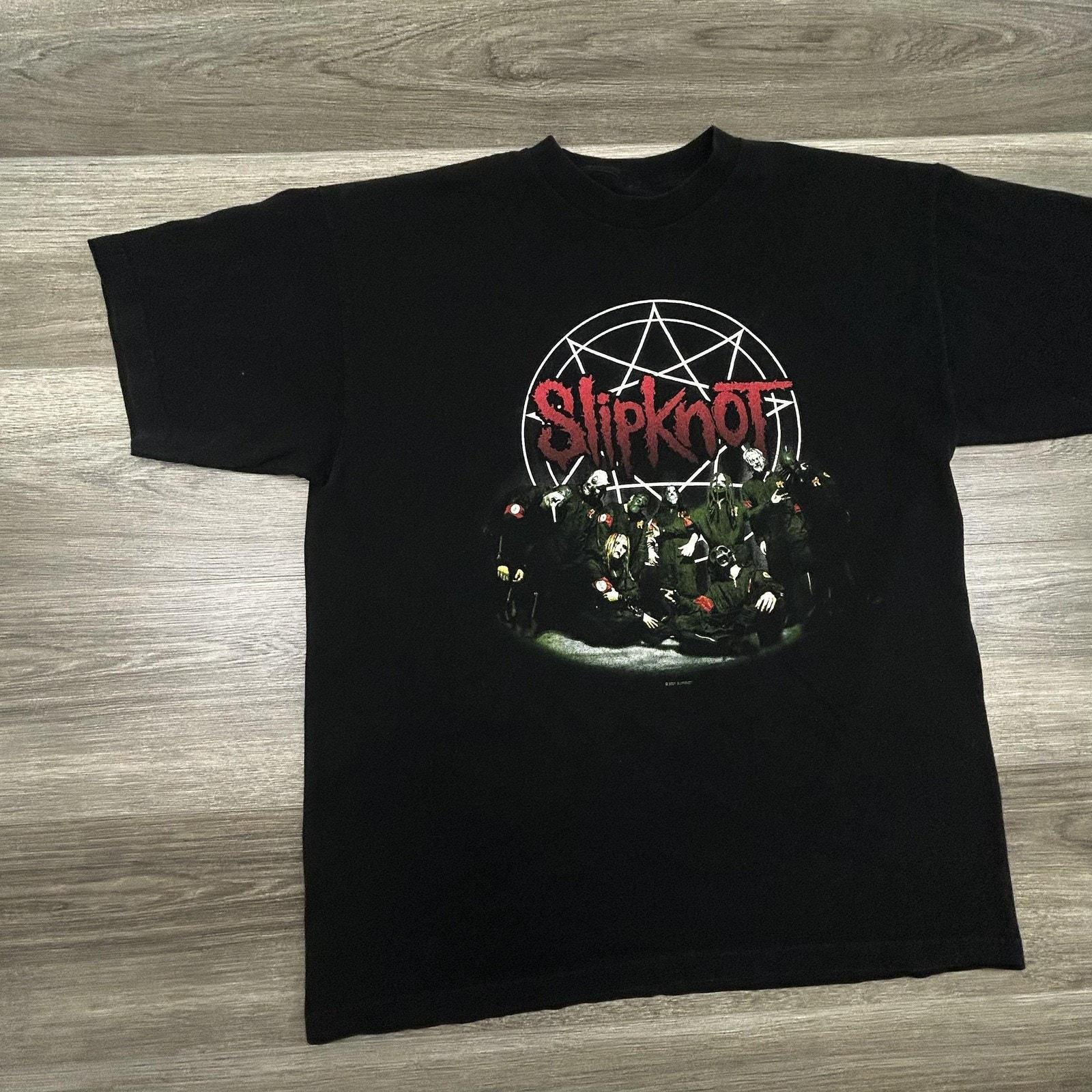 Vintage Slipknot Shirt Mens XL Black 2001 Pentagram IOWA Double