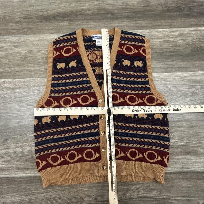 Vintage Pendleton Sweater Vest Womens Petite Large V Neck Wool Sheep Knit USA image 6