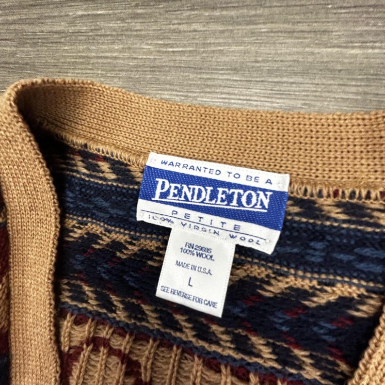 Vintage Pendleton Sweater Vest Womens Petite Large V Neck Wool Sheep Knit USA image 5