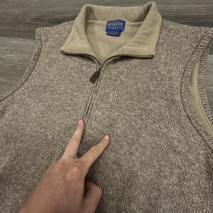 Pendleton Pullover Weste Herren Große Beige Shetland Wolle Full Zip Fleece gefüttert Bild 7