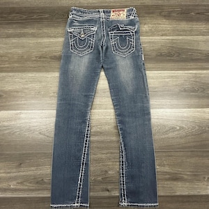 True Religion Jeans Womens 28x31 Joey Super T Low Rise Bootcut Straight Made USA image 1
