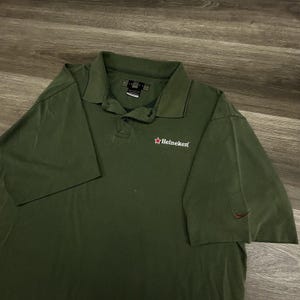 Vintage Nike Golf Polo Shirt Mens Large Green Heineken Dri-FIT Beer Logo 90s image 1