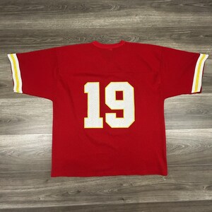 Vintage Logo 7 Football Jersey Mens Large Red Kansas City Chiefs Made USA 90s image 2