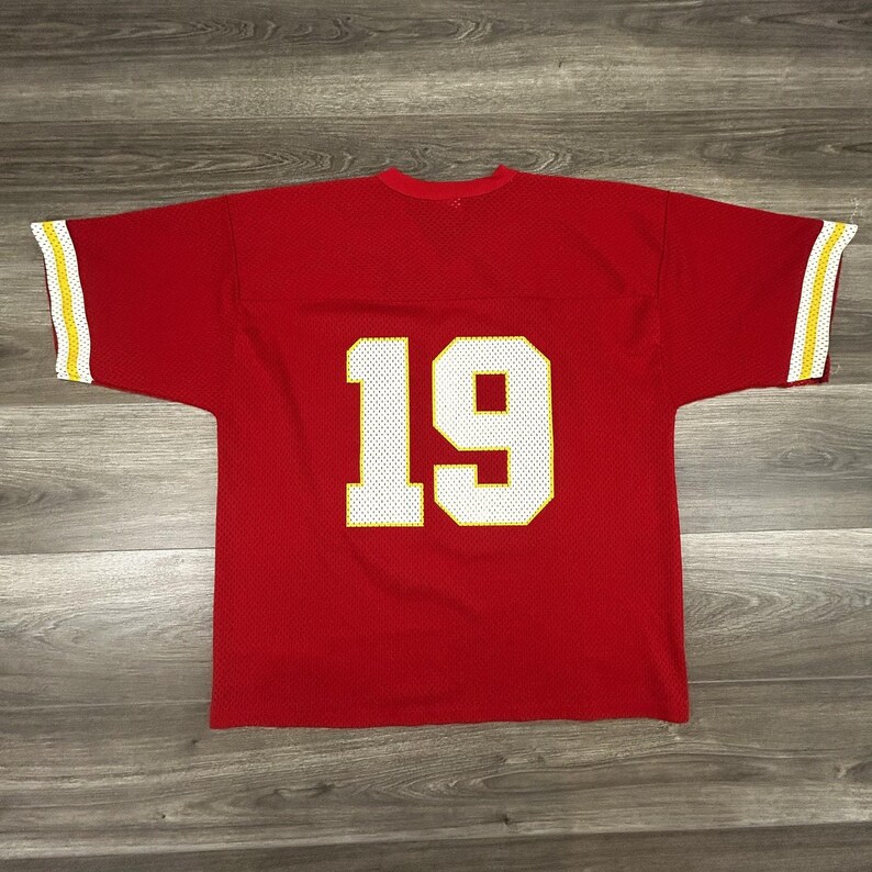 Vintage Logo 7 Football Jersey Mens Large Red Kansas City Chiefs Made USA 90s image 2