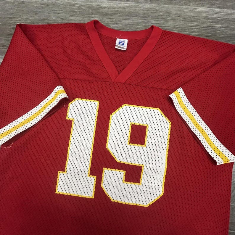 Vintage Logo 7 Football Jersey Mens Large Red Kansas City Chiefs Made USA 90s image 1