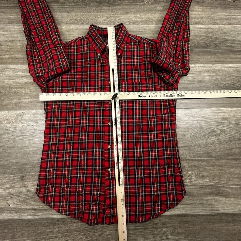 Vintage 60s Pendleton Flannel Lodge Shirt Mens Medium Red Plaid Wool Button USA image 7