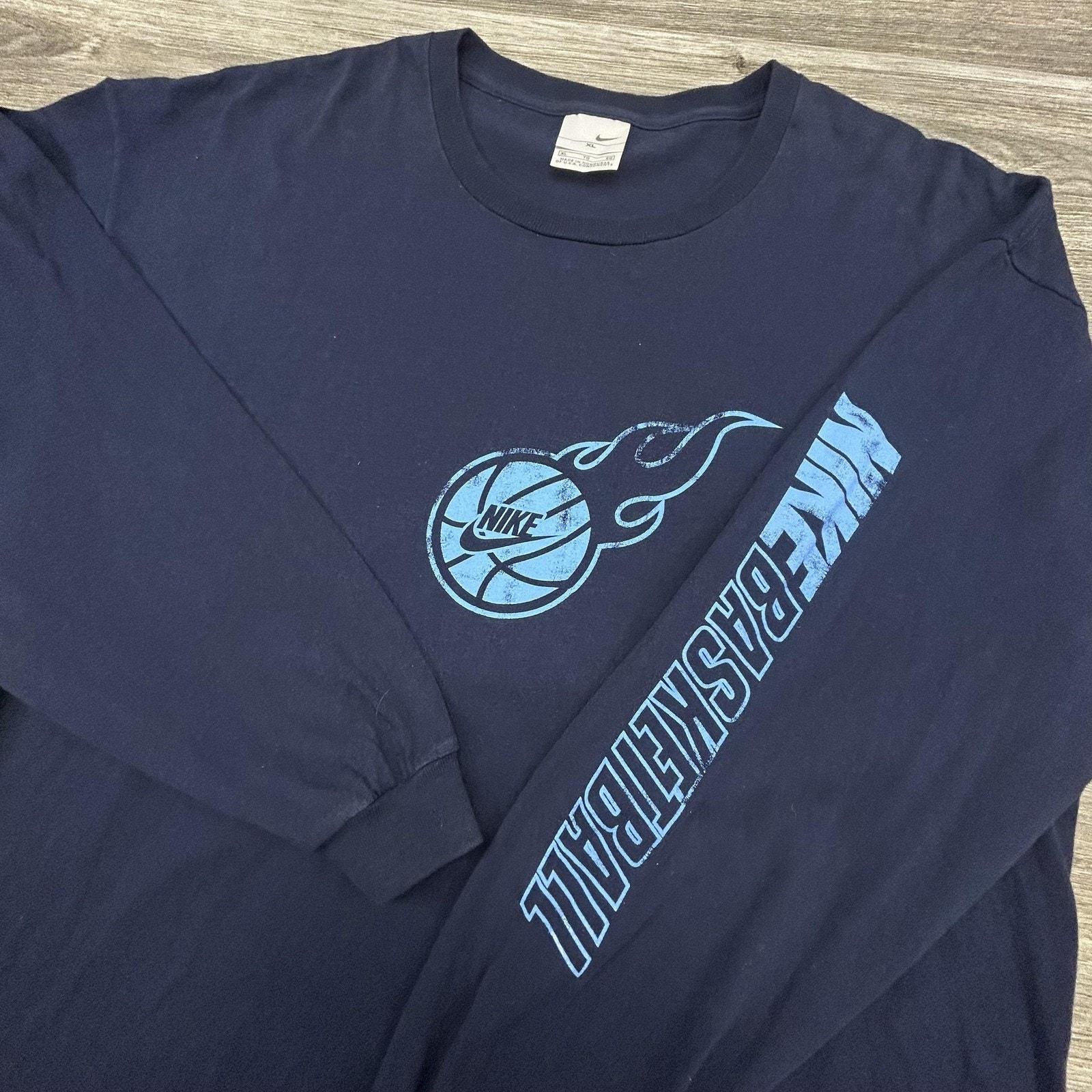 Vintage Nike Basketball Shirt Mens Extra Large Blue Center Swoosh