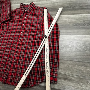 Vintage 60s Pendleton Flannel Lodge Shirt Mens Medium Red Plaid Wool Button USA image 8