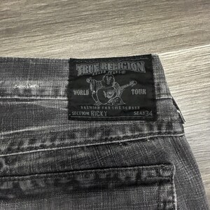 Vintage True Religion Ricky Jeans heren 36 x 32 grijs ontspannen bootcut houtskool VS afbeelding 10
