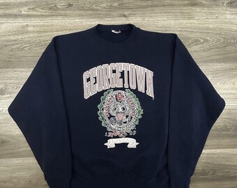 Sudadera vintage de los Georgetown Hoyas para hombre, talla grande, azul, baloncesto, Santee, años 90, EE. UU.