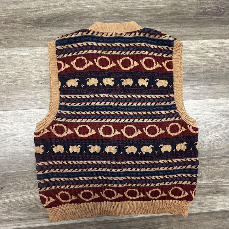 Vintage Pendleton Sweater Vest Womens Petite Large V Neck Wool Sheep Knit USA image 2