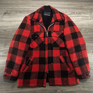 True Vintage 50-tals amerikansk ulljacka herr XL Buffalo Plaid Mackinaw Cat Eye