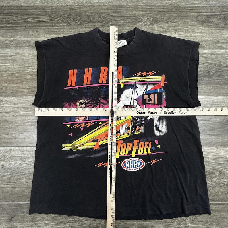 Camiseta vintage NHRA para hombre, talla XL, negra, sin mangas, para carreras de aceleración, año 1990, fabricada en EE. UU. imagen 7