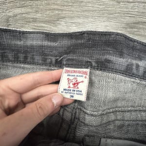 Vintage True Religion Ricky Jeans heren 36 x 32 grijs ontspannen bootcut houtskool VS afbeelding 8
