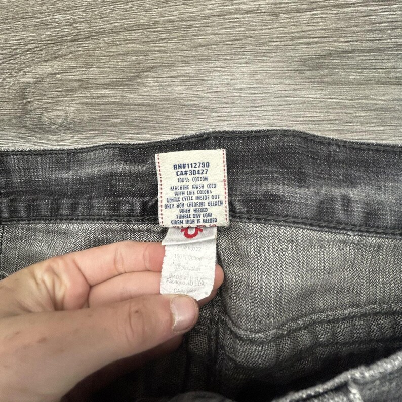 Vintage True Religion Ricky Jeans heren 36 x 32 grijs ontspannen bootcut houtskool VS afbeelding 9