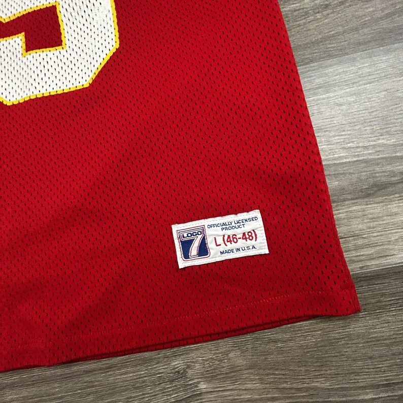 Vintage Logo 7 Football Jersey Mens Large Red Kansas City Chiefs Made USA 90s image 6