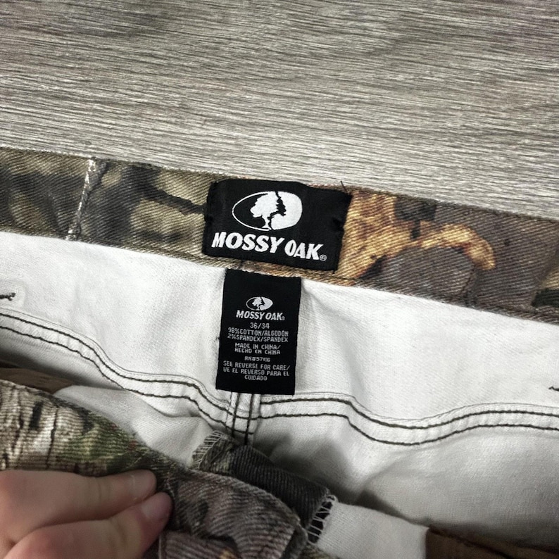 Pantalones de camuflaje vintage Mossy Oak para hombre, talla 36x32, color marrón, holgados, estilo skater Realtree, pierna ancha, estilo Y2K imagen 5