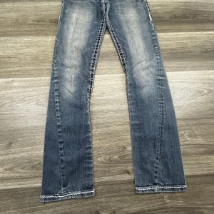 True Religion Jeans Womens 28x31 Joey Super T Low Rise Bootcut Straight Made USA image 4