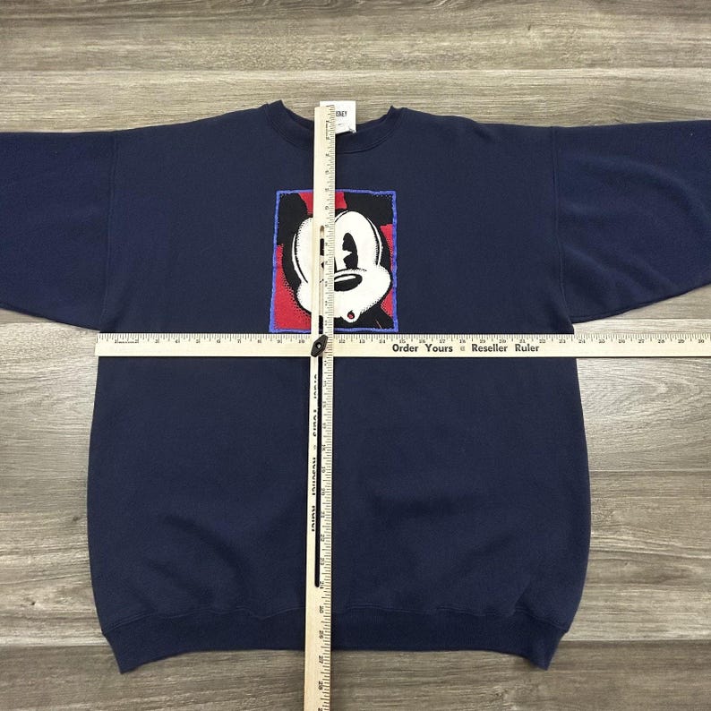 Vintage Disney Mickey Mouse Sweatshirt Mens Large Navy Blue Fleece Graphic 90s image 7