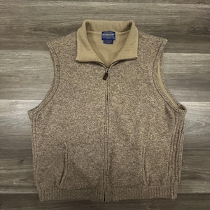 Pendleton Pullover Weste Herren Große Beige Shetland Wolle Full Zip Fleece gefüttert Bild 1