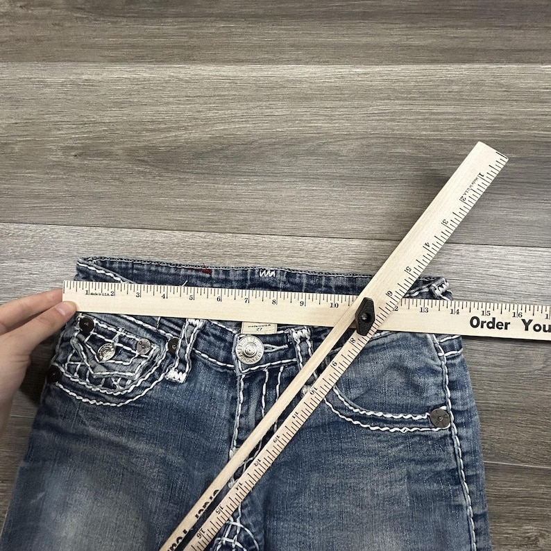 True Religion Jeans Womens 28x31 Joey Super T Low Rise Bootcut Straight Made USA image 11
