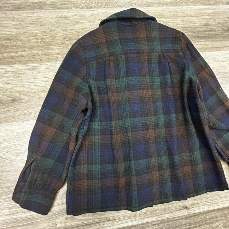 Vintage Pendleton Jacket Womens Medium Plaid Wool Button Front Pockets Flannel image 5