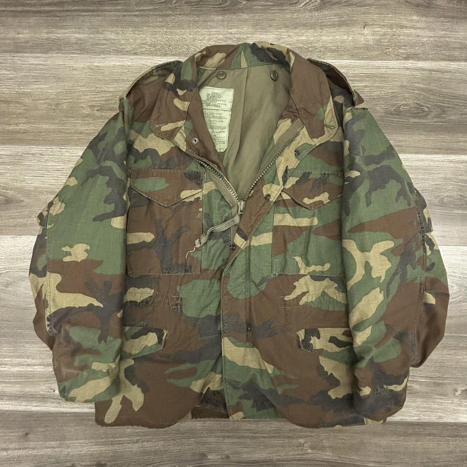 Vintage US Military M65 Field Jacket Mens Medium Coat Cold Weather Woodland 80s