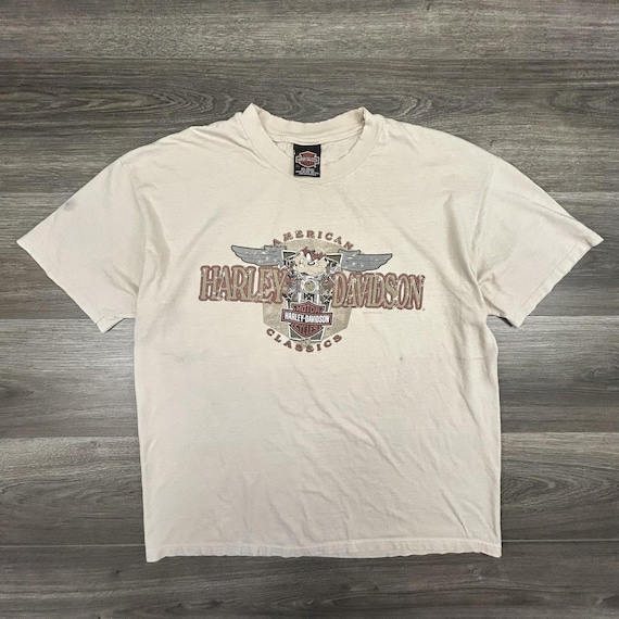 Vintage Harley Davidson Looney Tunes Shirt Mens XL Brown Taz